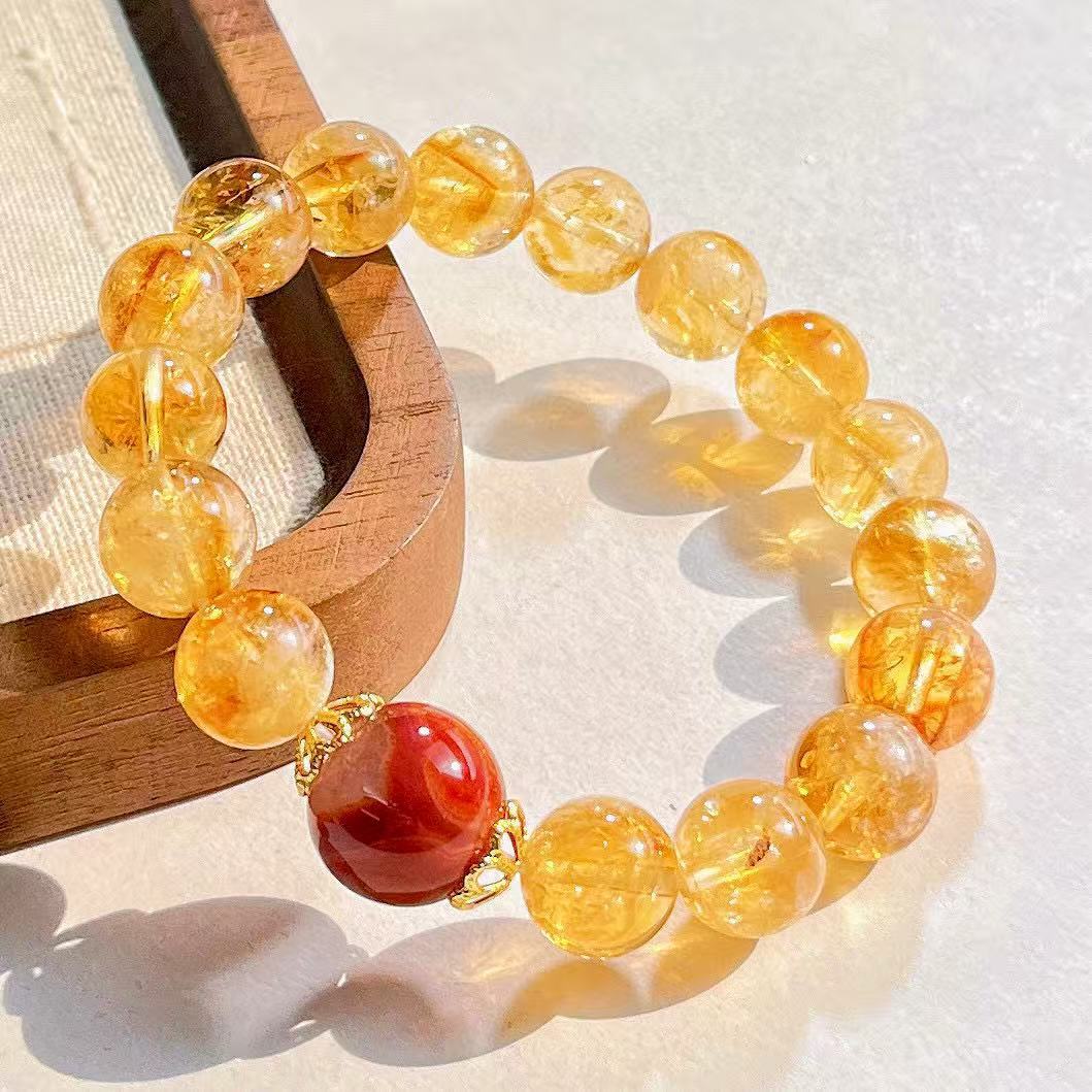 Natural High Quality Yellow Crystal Tiger Eye Stone South Red Bracelet Hand Chain White Crystal Jewelry Accessories For Women
