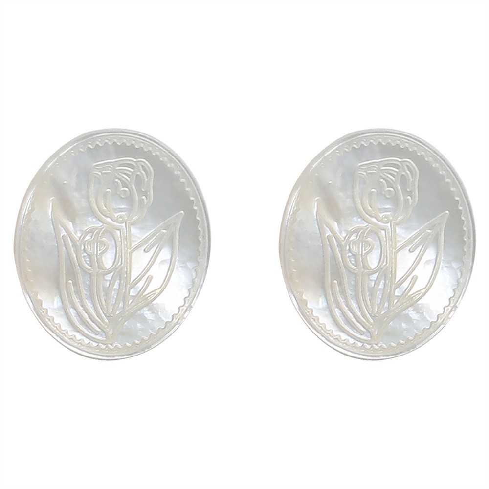 French Style Natural Shell Carved Tulip Earrings High-End Abalone Jewelry No Piercing Required Elegant Fashion Accessories