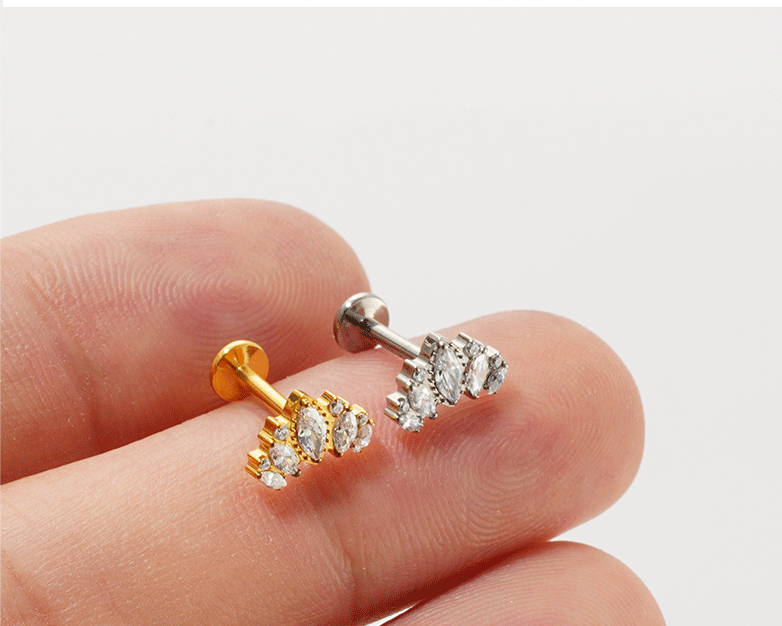 New Titanium Alloy Bowknot Earrings For Women Simple Fashion Jewelry Tongue Lip Piercing Accessories Geometric Pattern