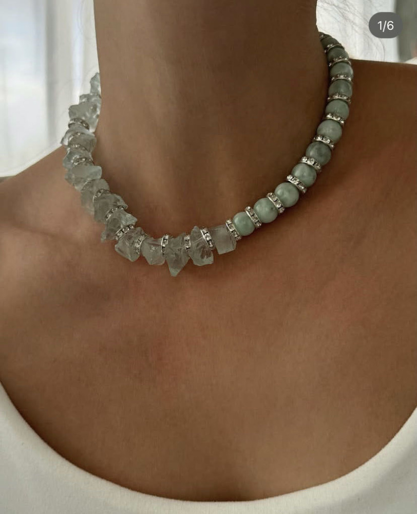 Natural Stone Mixed Beads Necklace Collarbone Chain High-End Sensation Unique Design Titanium Steel U-Shaped Jewelry Accessories For Women