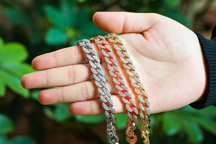 European And American Hip Hop Gold-plated Diamond-studded Cuban Bracelet Female