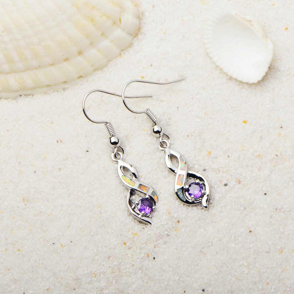 Beach Girl Heart Shaped Opal Earrings TikTok Trend Ocean Wind Sweet Style Geometric Pattern Copper Jewelry Accessories