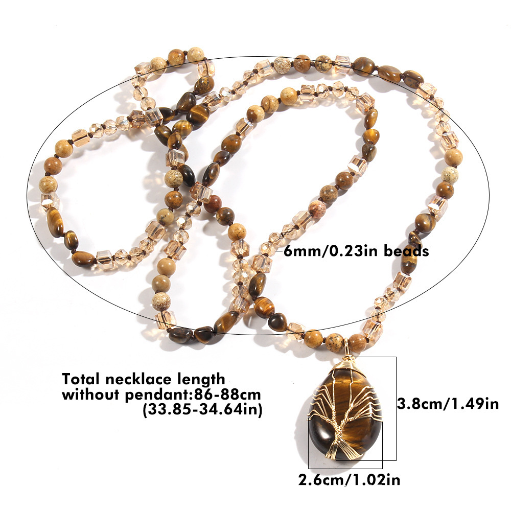 Constellation Water Drop Natural Stone Glass Bohemian Style Pendant Necklace Women's Jewelry Accessories