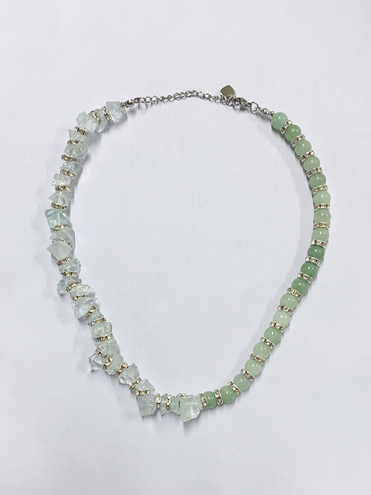 Natural Stone Mixed Beads Necklace Collarbone Chain High-End Sensation Unique Design Titanium Steel U-Shaped Jewelry Accessories For Women