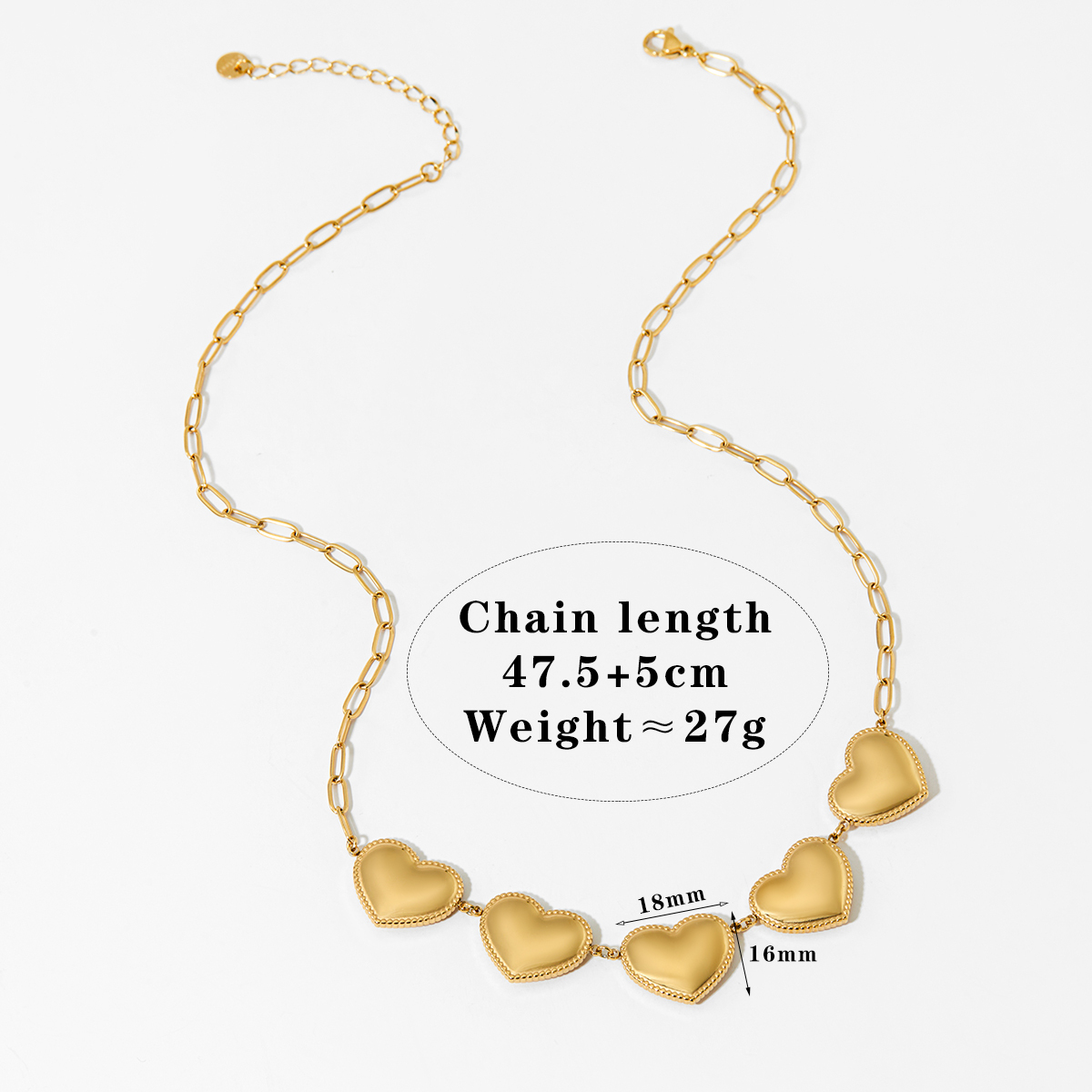 16K Gold Plated White Gold Plated 304 Stainless Steel 316 Stainless Steel  Ion Plating (IP) Heart Shape Casual Modern Style Pendant Necklace For Women's