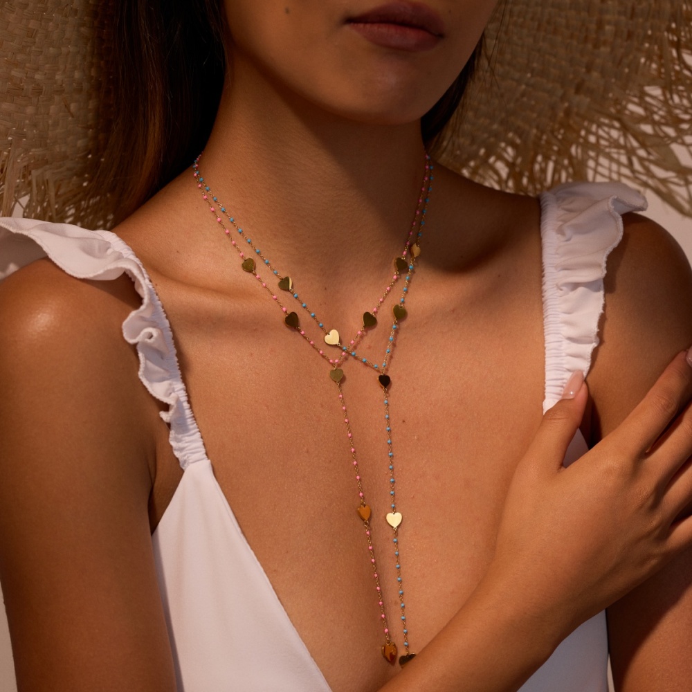 Trendy 304 Stainless Steel Jewelry Tassel Cross Star Heart Necklace Accessories Long High-end Y-shaped Vacuum Electroplated 18K Real Gold Necklace