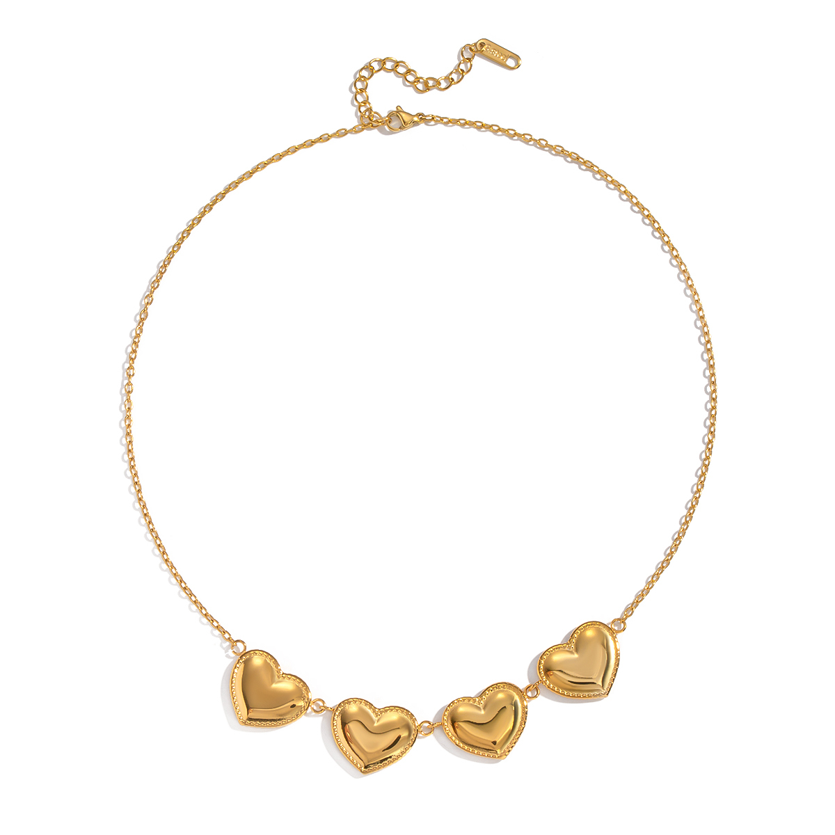 Old Money Style Exaggerated Personality Heart Necklace Choker For Women 201 Stainless Steel Casual Matching Accessories Jewelry Eco-friendly Vacuum Electroplating Furnace Plated 18K Real Gold Lobster Clasp Elegant Feminine Style Romantic