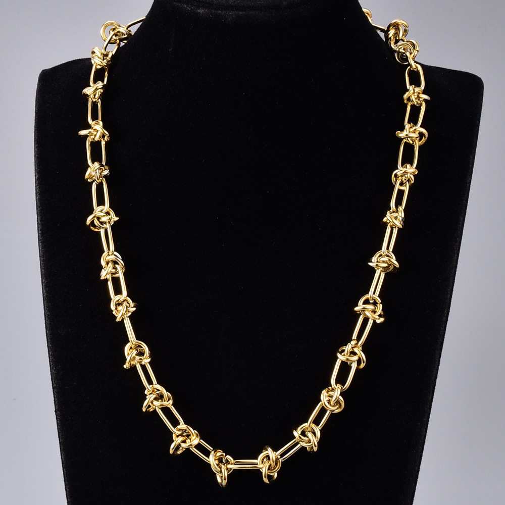 PVD Coated 18K Real Gold Plated Knot 304 Stainless Steel Hip-Hop Waterproof Non Tarnish Necklace