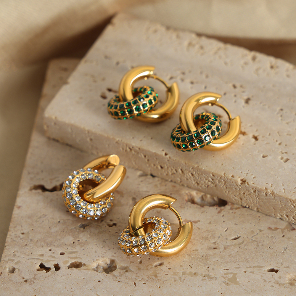 PVD Coated Real Gold Plated 18K Gold Circle Titanium Steel Casual Simple Style Waterproof Non Tarnish Hoop Earrings