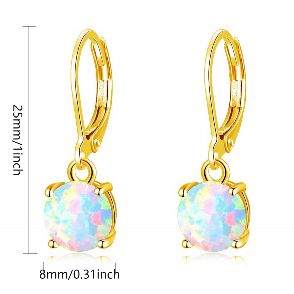 Simple Round Opal Earrings TikTok Ins  Style Jewelry Accessories Copper Material Holiday Style
