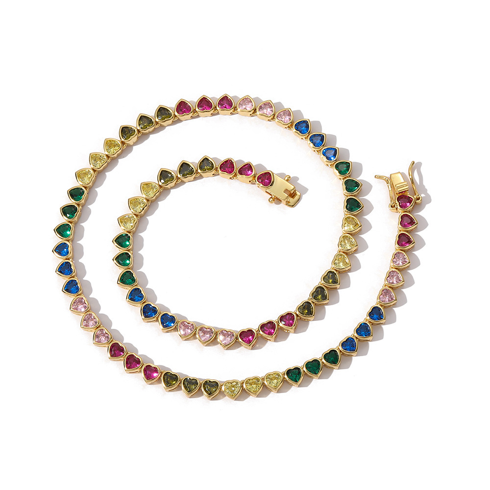 Wholesale Jewelry Vintage Style Classic Style Heart Shape Copper Zircon Bracelets Necklace