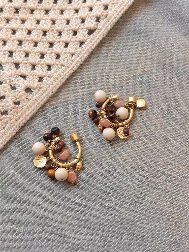 Natural Stone Shell Tassel Earrings Vacation Series Luxury Design Sensation Beads Dangle Earrings Versatile Fashion Accessories