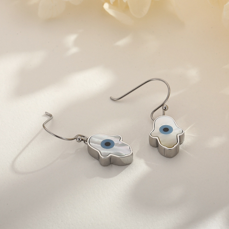 Fashion Devil's Eye Palm Titanium Steel Drop Earrings Plating Stainless Steel Earrings