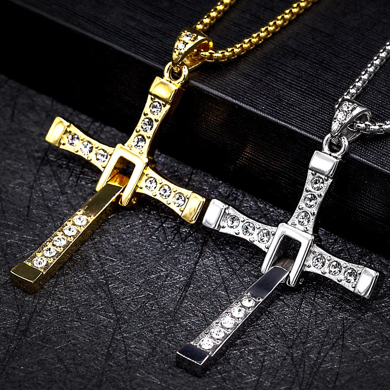 PVD Coated Real Gold Plated 18K Gold Cross 304 Stainless Steel Fashion Waterproof Non Tarnish 304 Stainless Steel