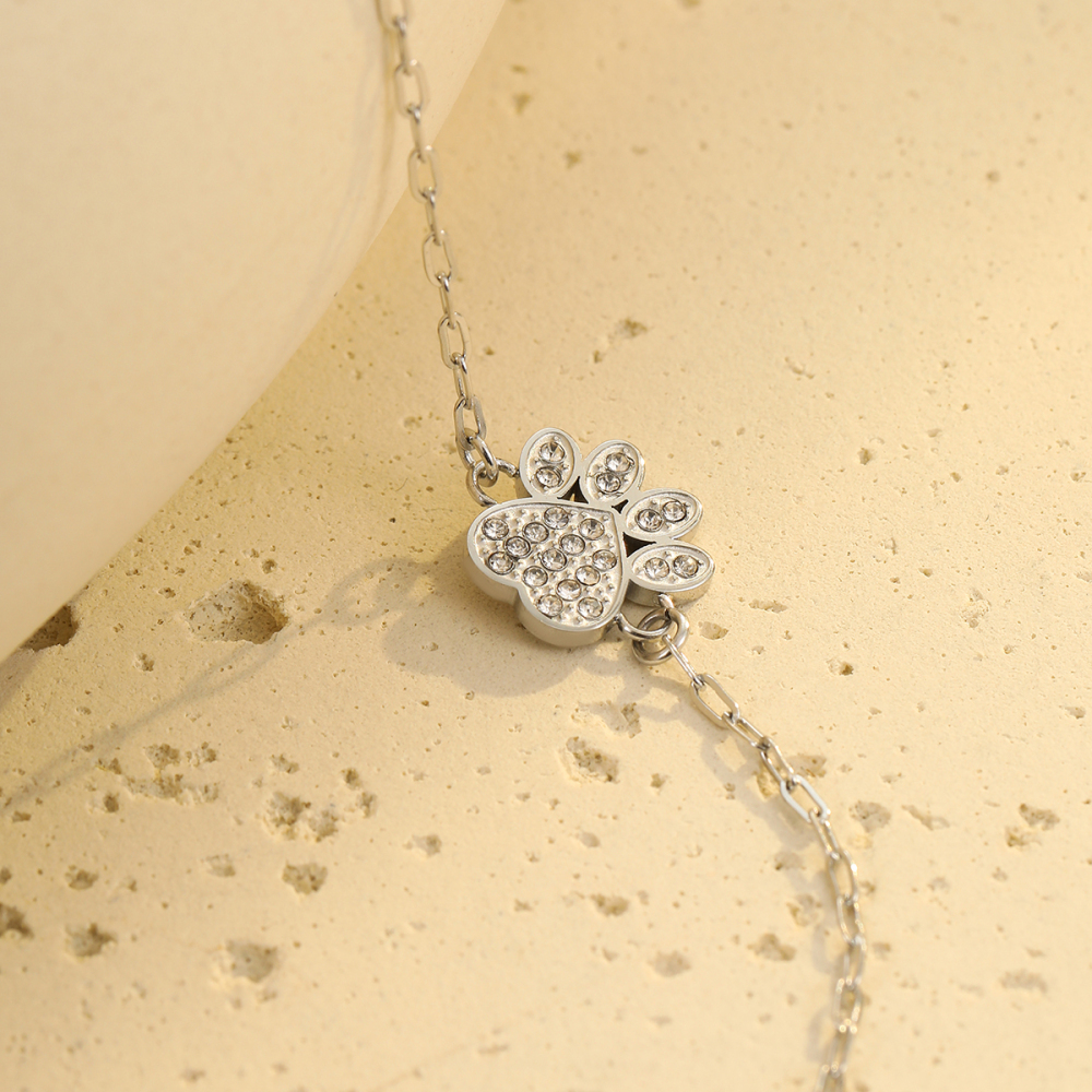 Style Personality Small Flower Dog Paw Cute Simple Titanium Steel 304 Stainless Steel Bracelet Non-Fading Design Sense Light Luxury Hand Jewelry Wholesale