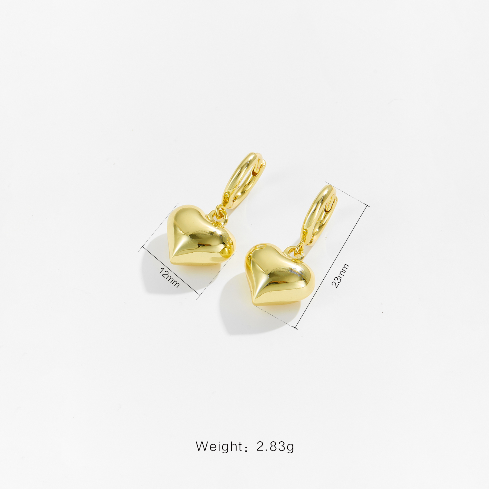 Retro Simple Style Heart Shape Copper Women's Cable Chain Earrings Necklace
