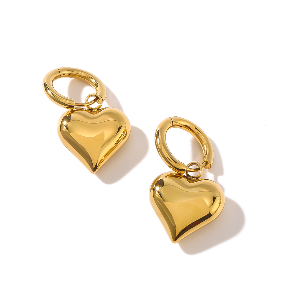 1 Pair Simple Style Classic Style Commute Heart Shape Plating 304 Stainless Steel 18K Gold Plated Drop Earrings