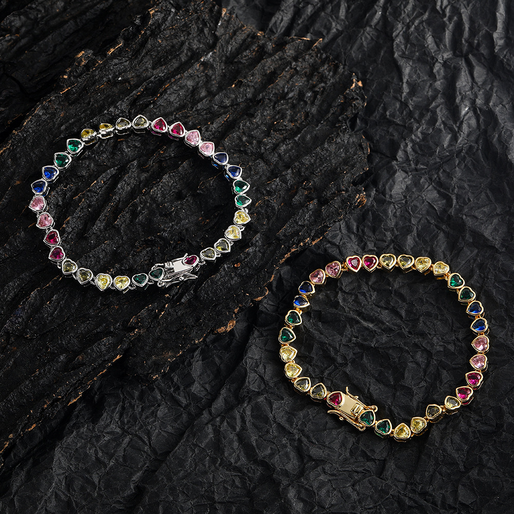 Wholesale Jewelry Vintage Style Classic Style Heart Shape Copper Zircon Bracelets Necklace