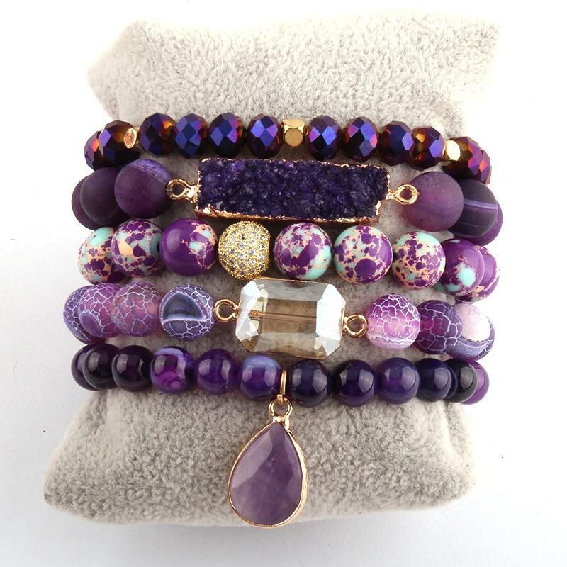 Simple Style Classic Style Geometric Natural Stone Beaded Chain Bracelets In Bulk
