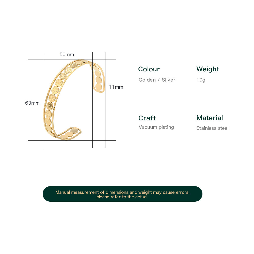 Vacuum Plating Real Gold Plated C Shape 304 Stainless Steel Fashion Waterproof Non Tarnish Bangle