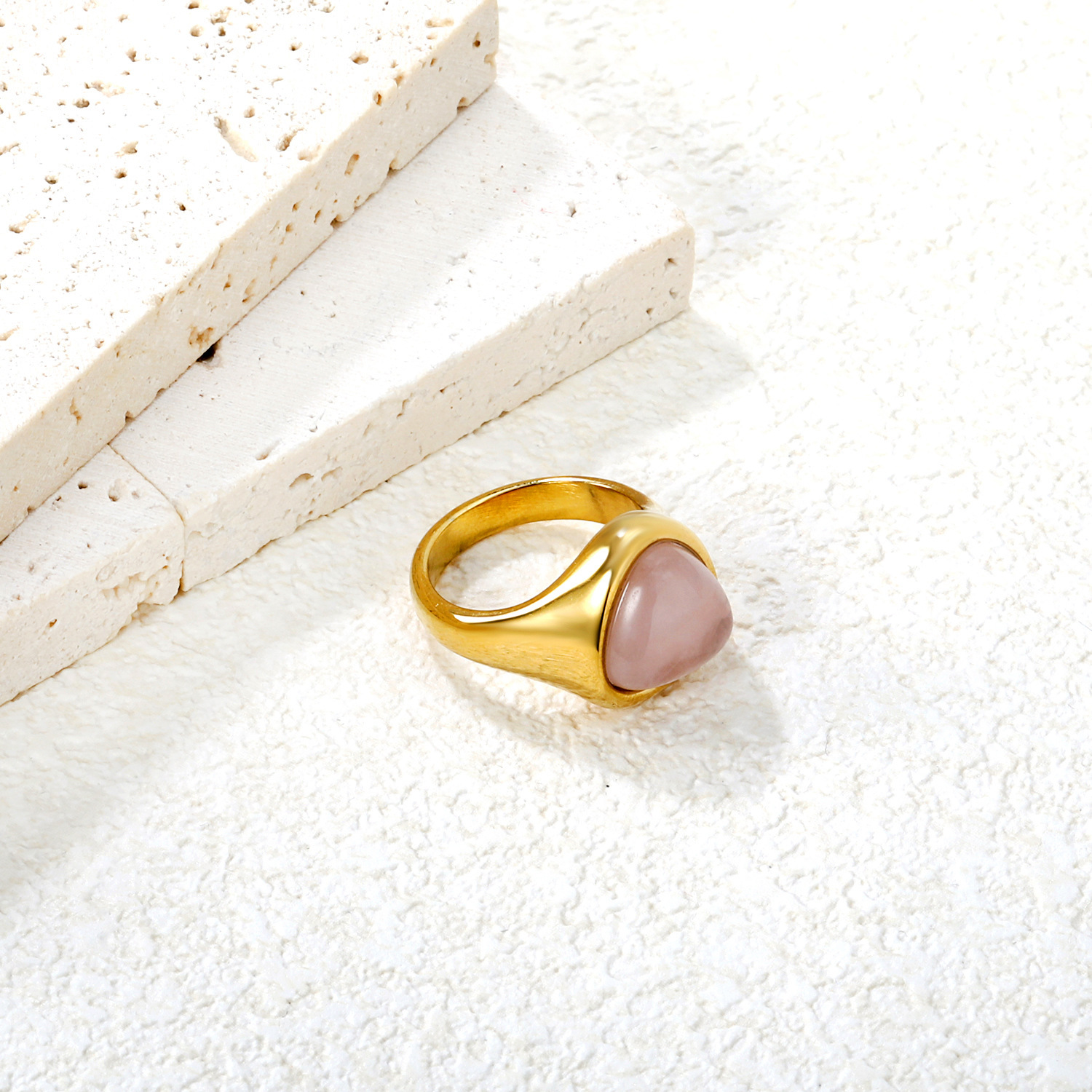 Elegant Tiger Eye Stone Ring Fashion 304 Stainless Steel Vintage Luxury Style Geometric Pattern Unisex High-End Sensual Ring