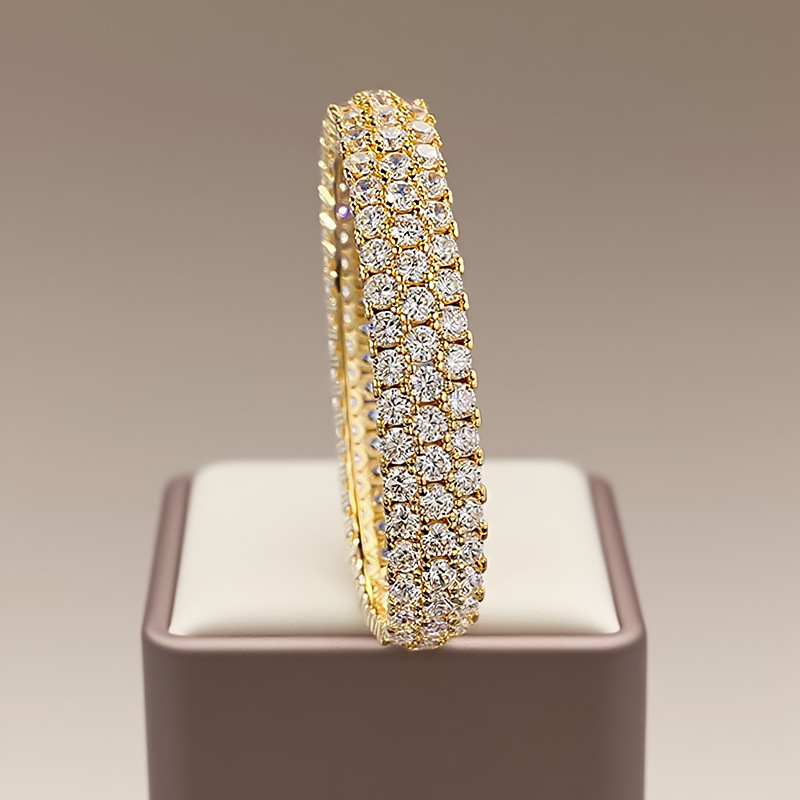 Fashionable Full Diamond Copper Bracelet Unisex Geometric Patterned Jewelry Wish Bestseller Style For Men And Women