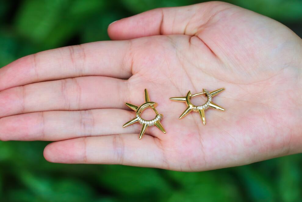 Wholesale Jewelry Diamond Spiked Irregular Shape Copper Earrings Nihaojewelry