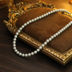 18K Gold + 6mm Gray Glass Beads