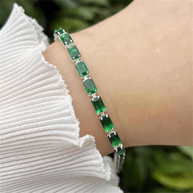 Classic Elegant Style Colorful Zircon Bracelet Fashion High-end Copper Plated 18K Gold Versatile Daily Wear Flower Vacuum Plating (Furnace)