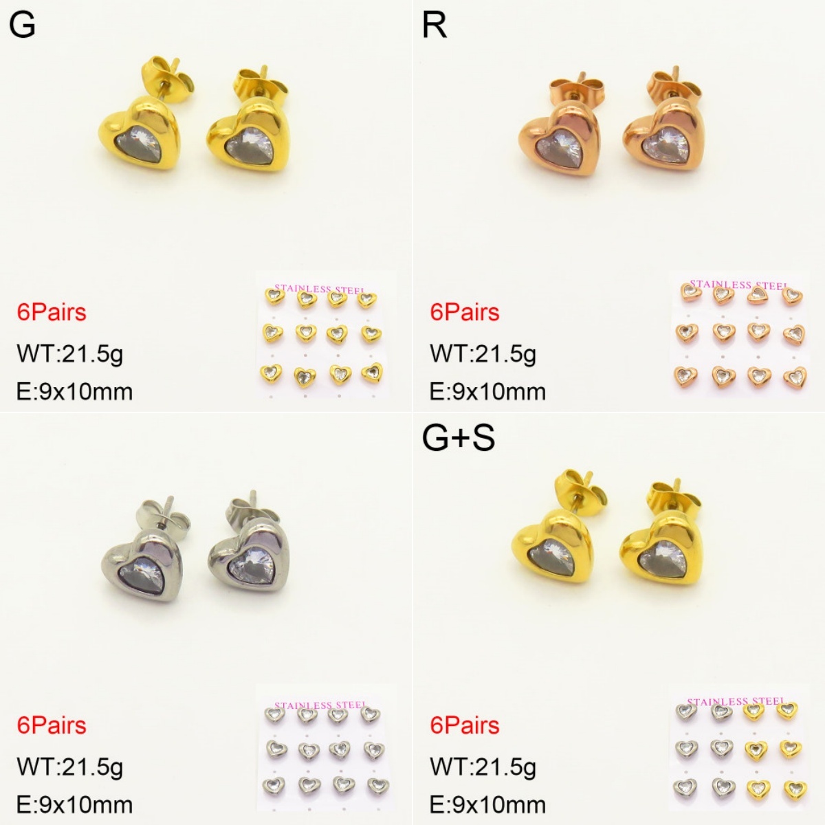 INS New  Fashion Titanium Steel Love Heart Stud Earrings 18K Gold Stainless Steel Niche Design High Earrings Women's Earrings Ear Studs