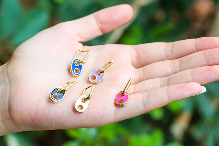 Retro Pig Nose Micro-inlaid Copper Earrings Wholesale