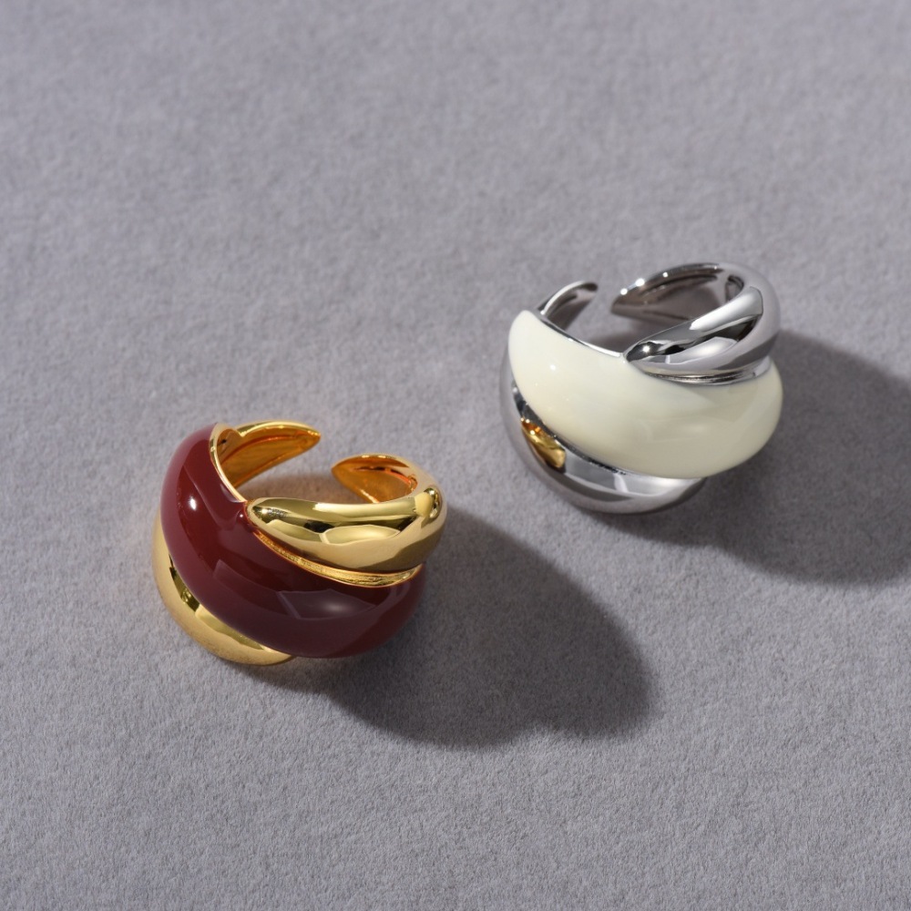 Fashion Geometric Pattern Open Ring 18K Gold Plated Copper Elegant Unique Style Women's Jewelry Accessories Water Plated Platinum Adjustable Ring