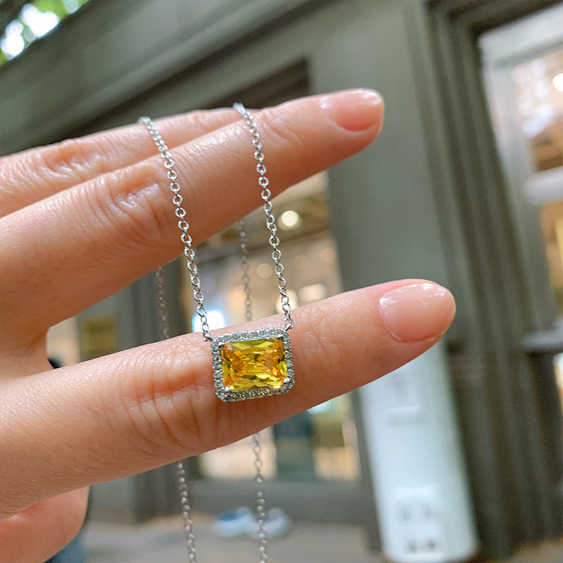 Retro Square Copper Gold Plated Inlay Zircon Women's Bracelets Necklace