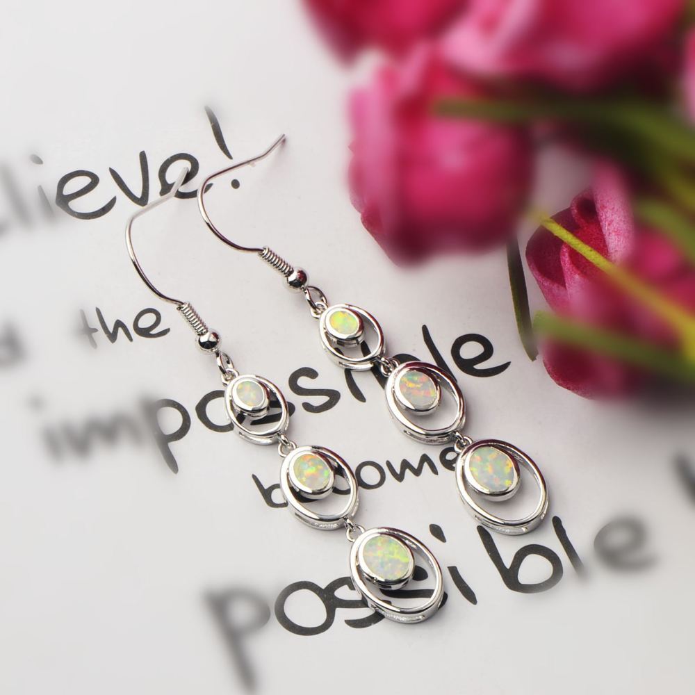 Simple Round Opal Dangle Earrings  Style TikTok Ins Fashion Peruvian Opal Drop Earrings Jewelry Accessories