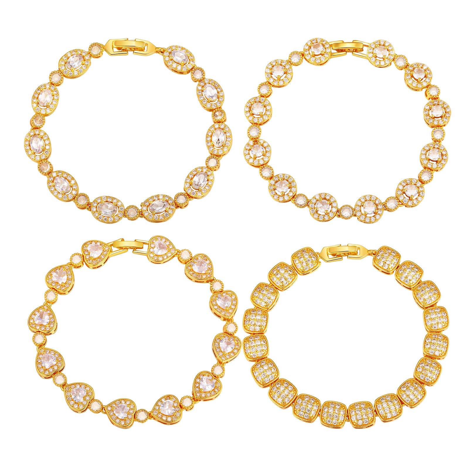 INS Style Copper Material Zircon Inlaid Bracelet Natural Light Luxury Feng Shui Plated 18K Real Gold Geometric Pattern Women's Jewelry Clasp Accessories