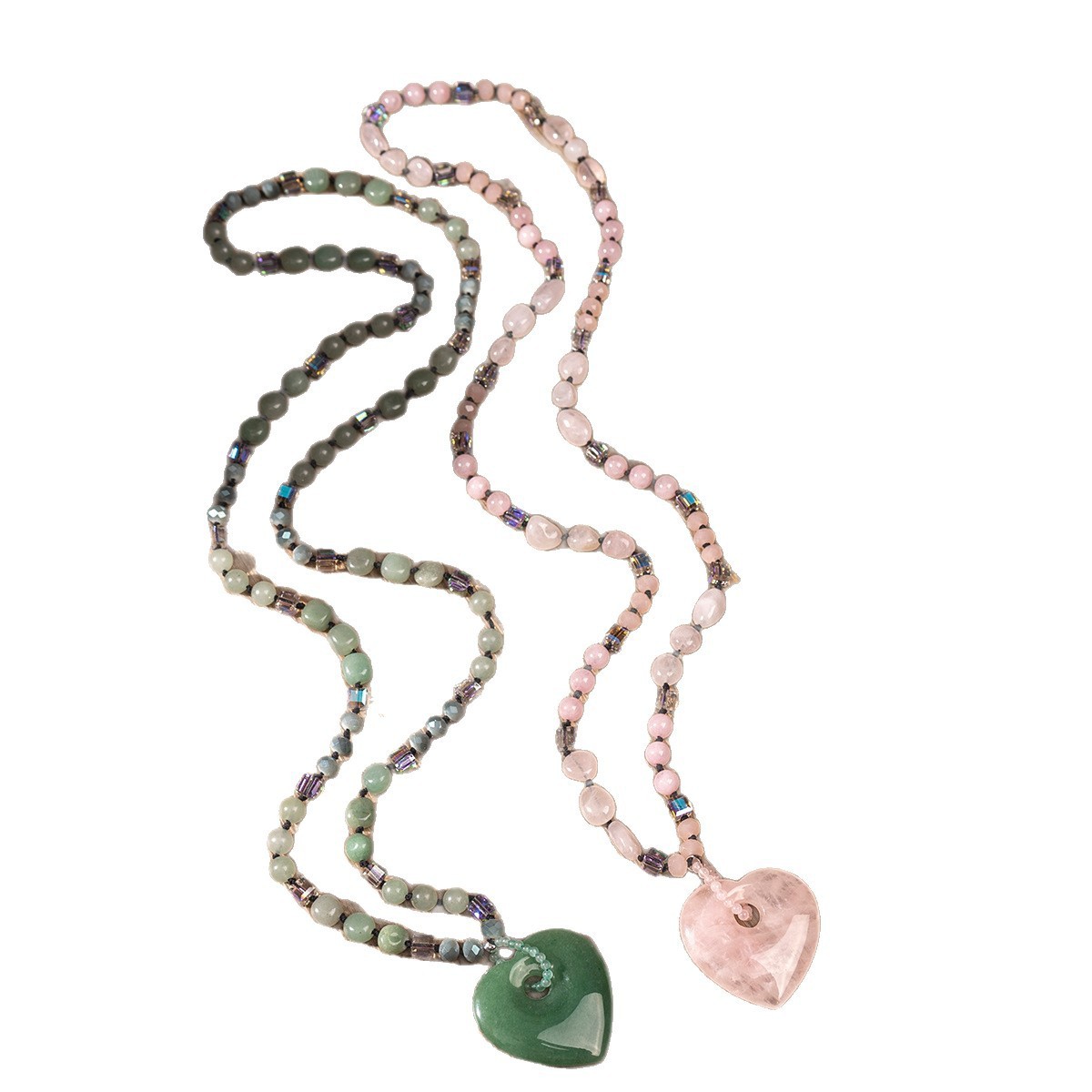 Zuohang Crystal Sweater Necklace Elegant Pendant Heart-shaped Jewelry Natural Crystal Fashion Accessories Modern Style Provided By Zuohang