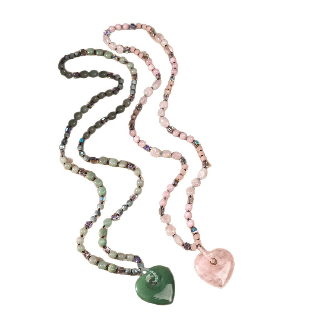 Zuohang Crystal Sweater Necklace Elegant Pendant Heart-shaped Jewelry Natural Crystal Fashion Accessories Modern Style Provided By Zuohang