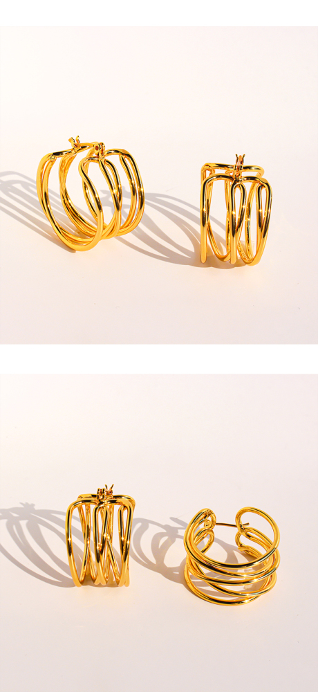 New Dongdaemun Fashionable Multi-Circle Line Round Hoop Earrings For Women Fashion Hollow Geometric Earrings Accessories 1109 Nordic Style