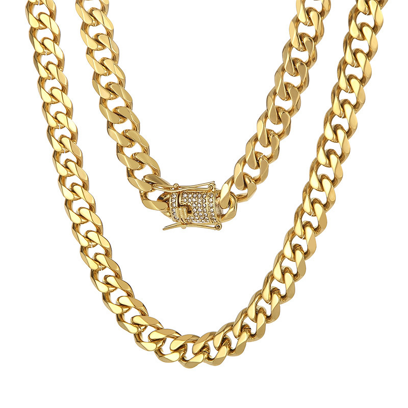 Fashion Geometric Stainless Steel Necklace Inlay Rhinestones Stainless Steel Necklaces
