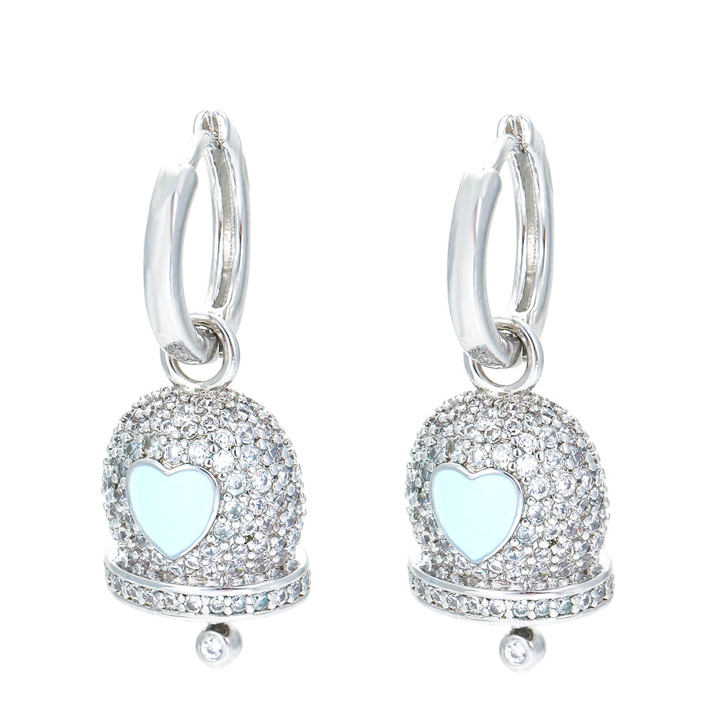 Fashion Bell Copper Drop Earrings Plating Inlay Zircon Copper Earrings