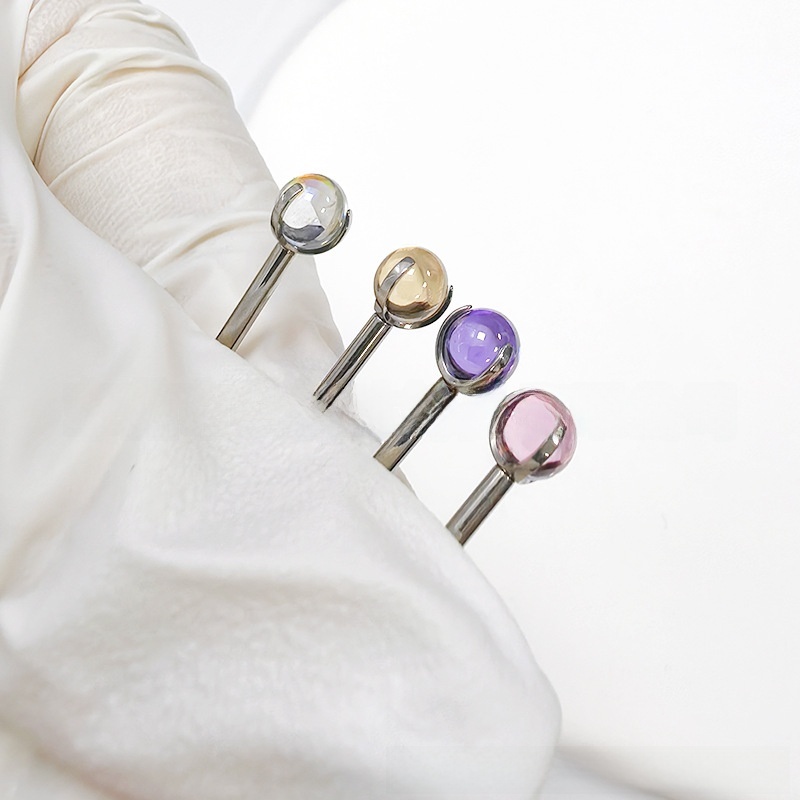 F136 Titanium Three Claw Embryo Ball Zirconia Round Bead Tongue And Lip Studs Piercing Accessories Earrings Titanium Alloy