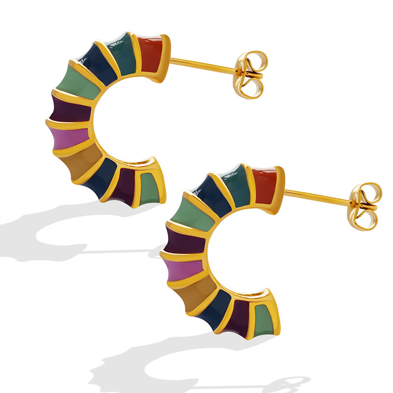 PVD Coated Real Gold Plated 18K Gold C Shape 304 Stainless Steel French Style Waterproof Non Tarnish Earrings