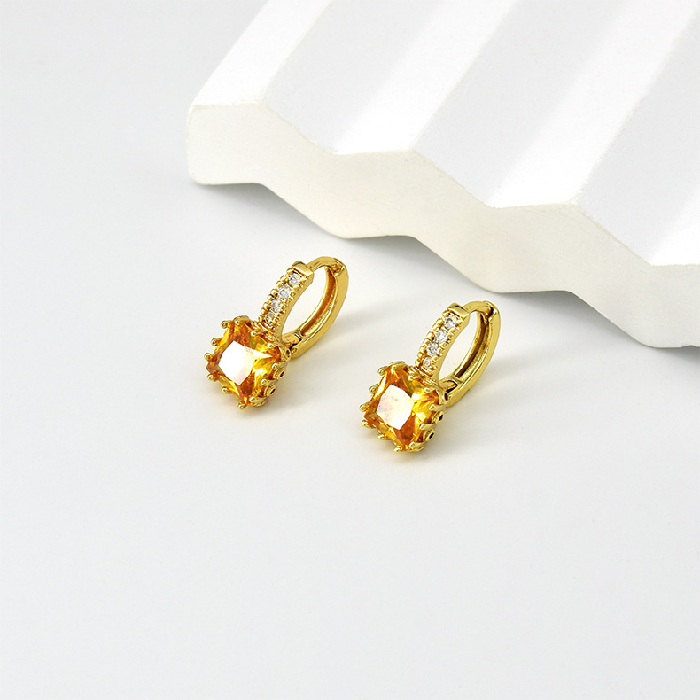 1 Pair IG Style Geometric Inlay Copper Zircon Earrings