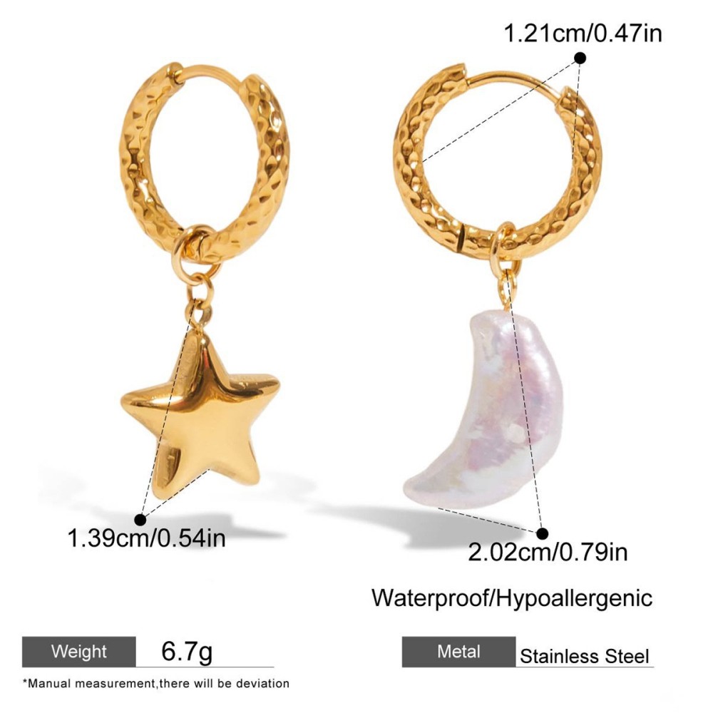 Minimalist Double Layer Star And Moon Necklace For Women Simple Cool Accessories Zinc Alloy Acrylic Pendant