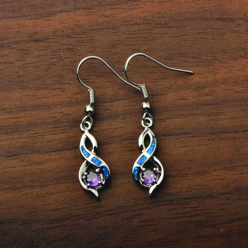 Beach Girl Heart Shaped Opal Earrings TikTok Trend Ocean Wind Sweet Style Geometric Pattern Copper Jewelry Accessories