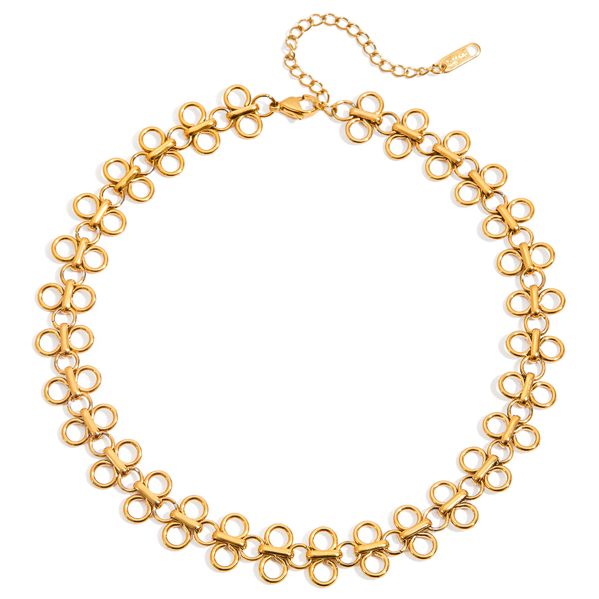 304 Stainless Steel Solid Color PVD Coated Real Gold Plated Classic Style Waterproof Non Tarnish Safety Clasp Closure Choker