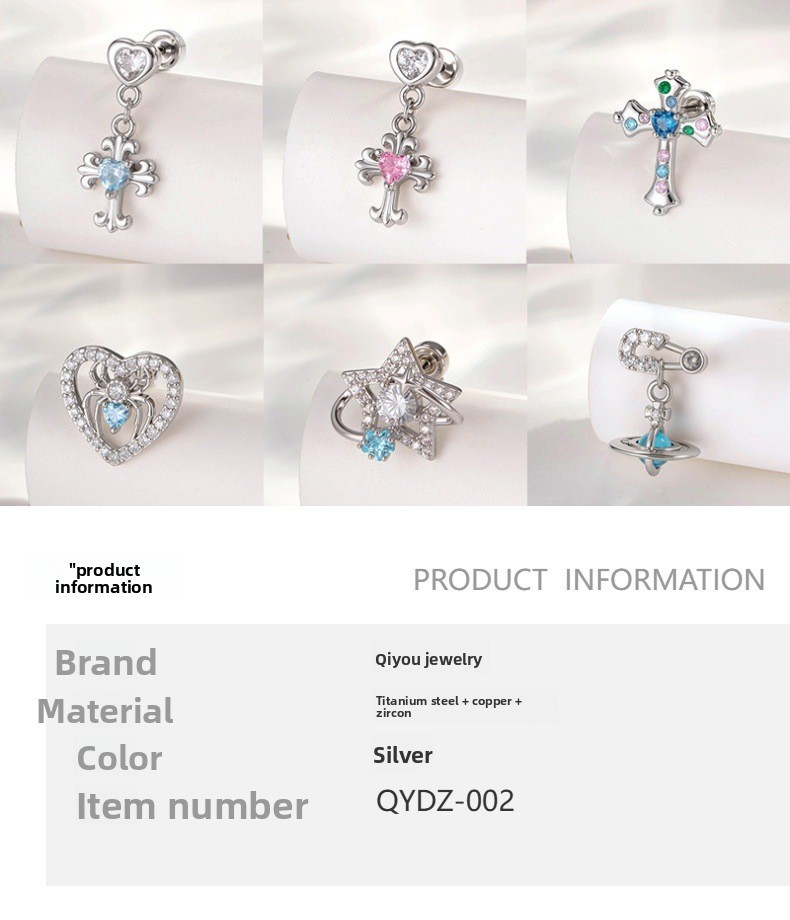 Double-Headed Cross Pendant Star Pattern Fashion Jewelry For Men And Women Customizable Link With Embedded Zirconium Stone