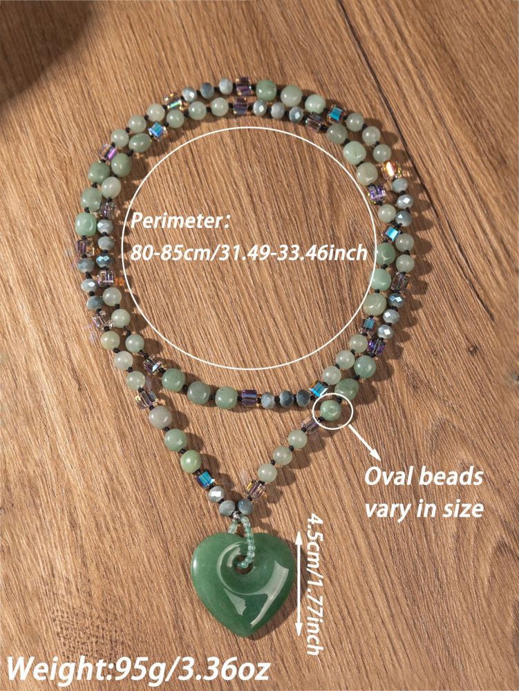 Zuohang Crystal Sweater Necklace Elegant Pendant Heart-shaped Jewelry Natural Crystal Fashion Accessories Modern Style Provided By Zuohang