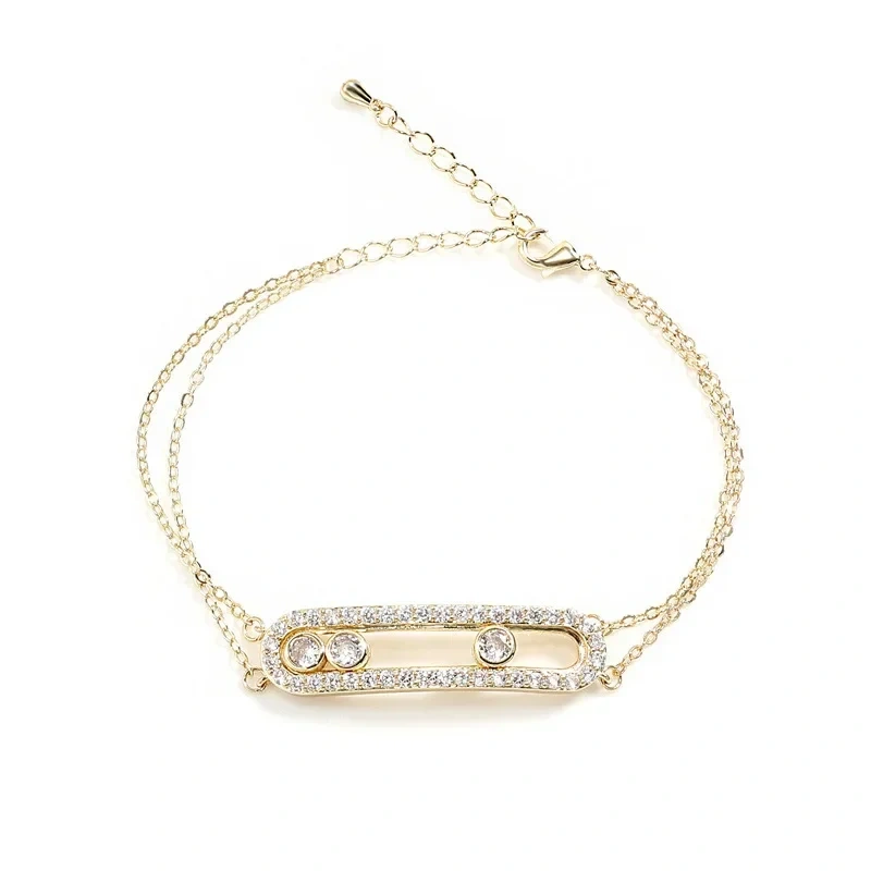 Classic Double Layer Geometric Necklace Earrings Ring Bracelet Set Luxury Fashion Jewelry Accessories For Women