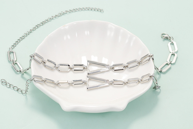 Hip Hop Wide Triangle Hollow Cuban Chainbracelet Necklace Wholesale Nihaojewelry